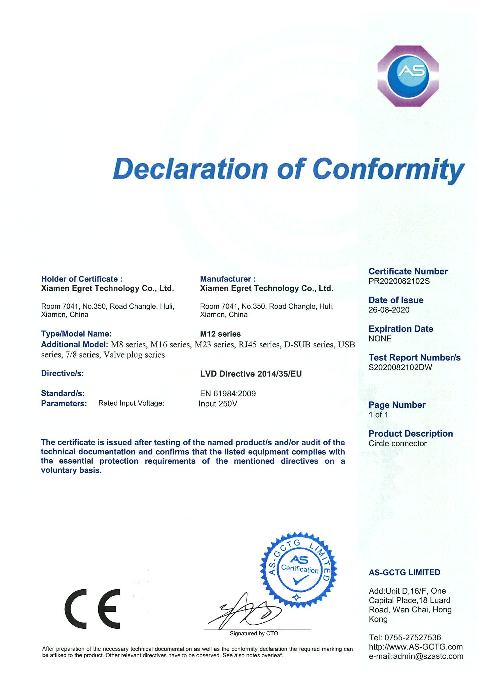 M12 series CE certificate